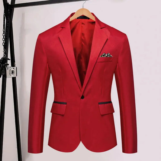 Men Suit Coat Formal Business Style Slim Fit Single Button Cardigan Lapel Long Sleeve Commute Office Groom Wedding Suit Jacket