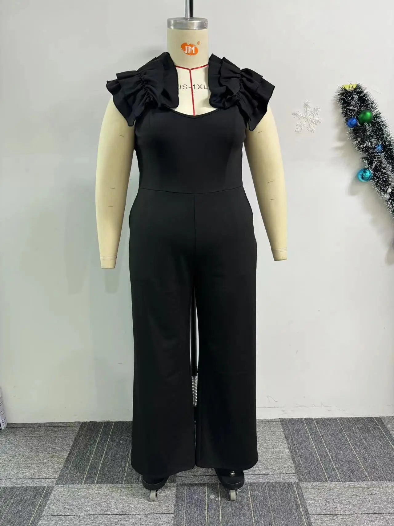 Plus Size Women Clothes Jumpsuit Summer Clothes Black Urban Leisure Bodysuit New 2024 Wide Leg Jumpsuit