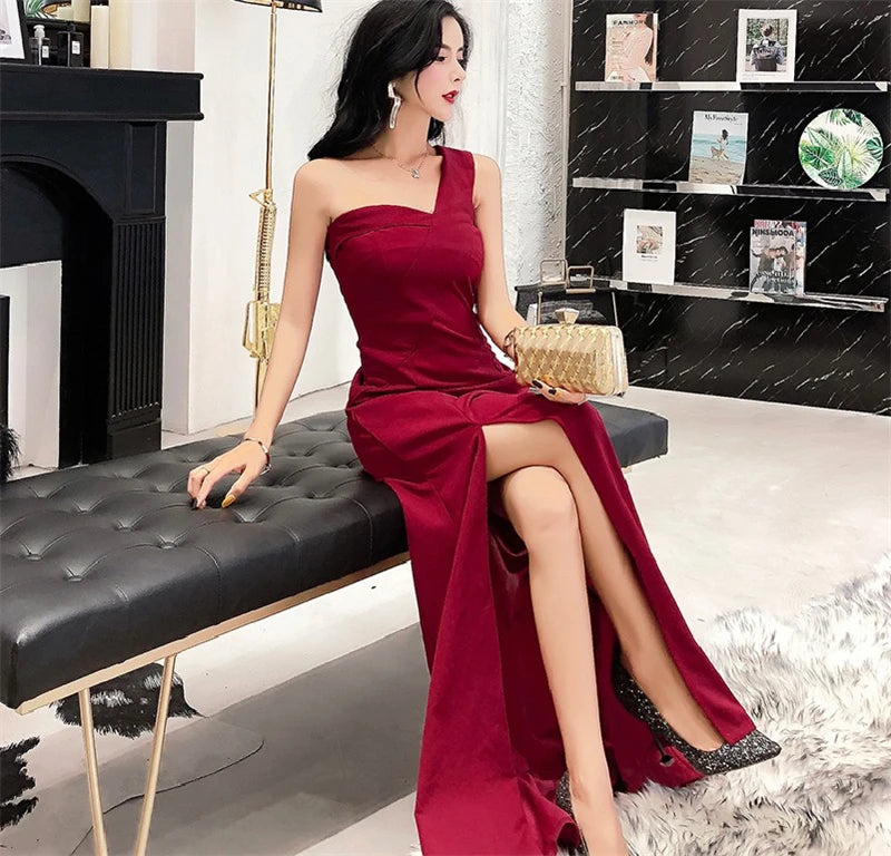 Spring Women Red Evening Party Dresses Short Sleeve V Neck Fit And Flare Long Maxi Summer Dress Lady Prom Gown Robe Longue Femme