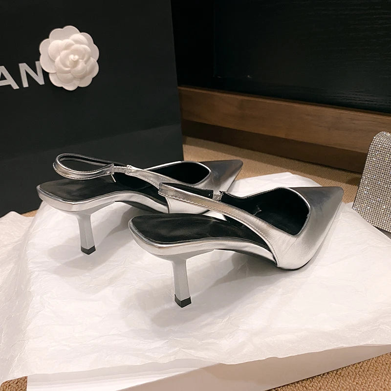 New Fashion Slip-on Women's High Heels Summer Solid Office and Career Sexy Pointed Toe Heeled Sandals Women High Heel Pumps