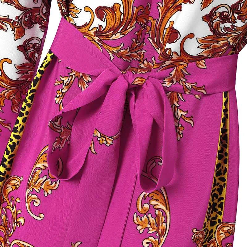 VONDA Maxi Dress 2024 Summer Women Bohemian Printed Party Sundress Long Sleeve Stand Collar Casual Robe Holiday Vestidos Belted