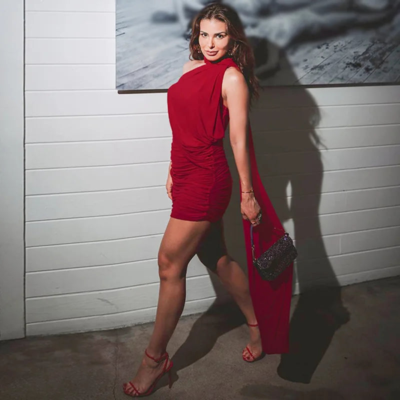 Tuularose Party Gathering Mini Dress Summer Sleeveless Backless Fluttering Mesh Dress Women's Sexy Fashion Wrap Mini Dresses
