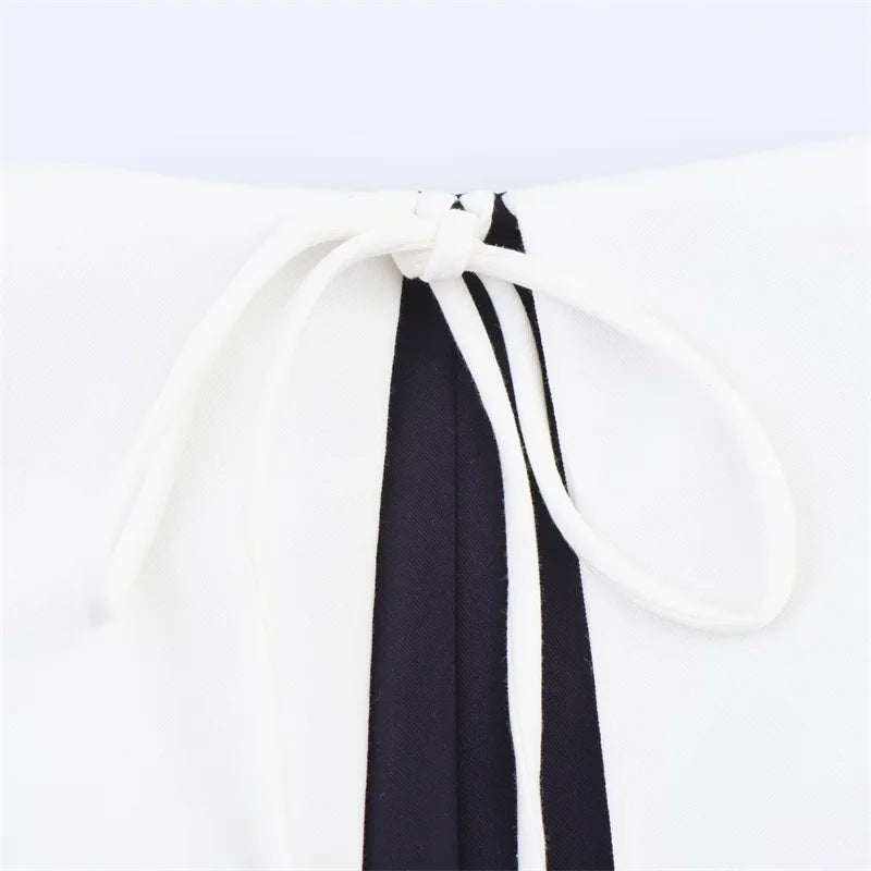 Women's Dresses New Summer 2025 Sailor Suit Style Wide Pleated Cropped Dress Fashionable Color-Blocking Sexy Cute Personality