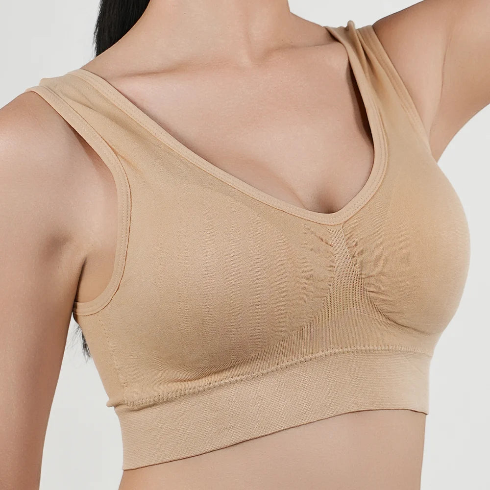 Women Large Seamless Bras Push Up Sports Top Female Breathable Brassiere Unwired Active Padded Bra Crop Top Gym Runing Yoga Vest