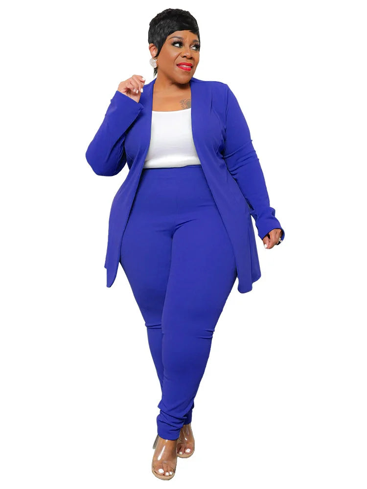 Wmstar Plus Size Two Piece Outfits Women Matching Suit Solid Top Leggings Pants Sets Casual Fall Winter