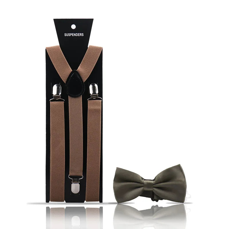 Elegant Fashion Adult Men's Suspenders And Bow Tie Two Pcs Set Harness Man For Pants Gentleman Suit Accessories Wedding Business