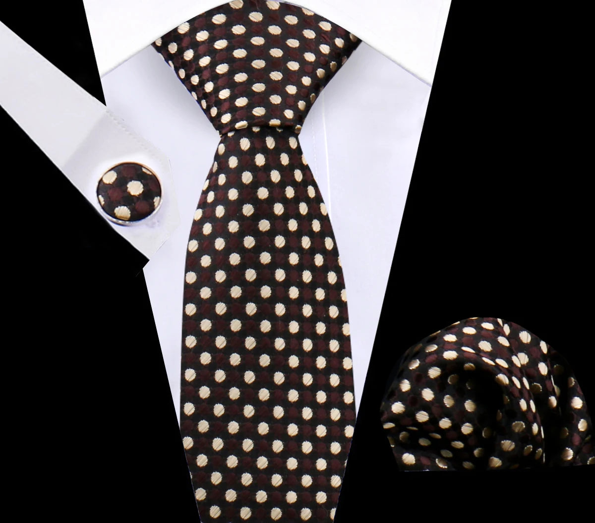 Luxury Plaid Tie For Mens Necktie Handkerchief Pocket Square Cufflinks Set Jacquard Woven Ties Wedding Business Accessories