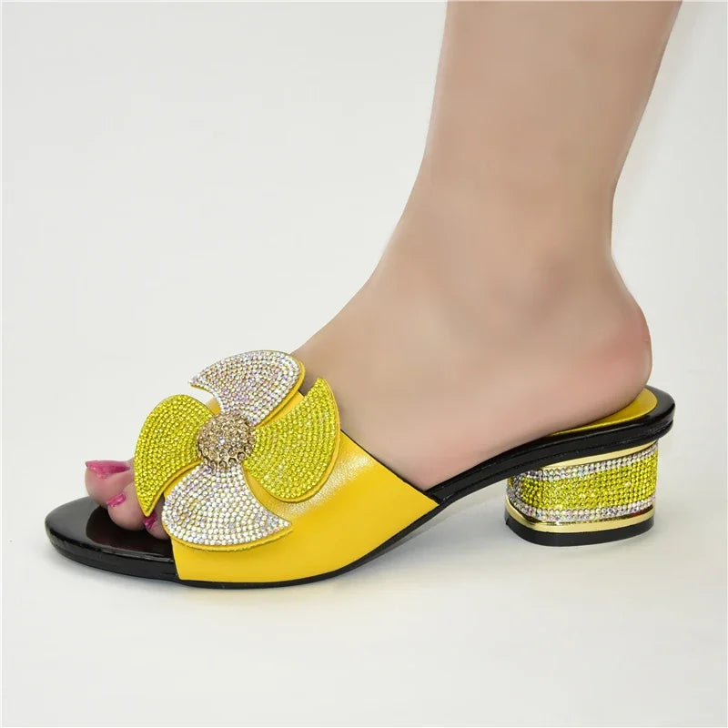 New Fashion Luxury Shoe Women Designers Nigerian Party Pumps Wedding med Heels Plus Size Ladies Sandals with Heels Slip on Shoes