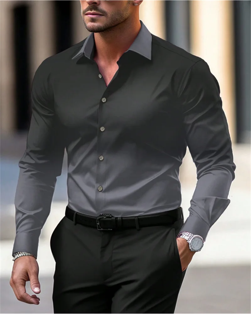 Gradient Men's Clothing Soft and Comfortable Men's Shirt Summer Hawaiian Shirt High Quality Men's Clothing Fashion Button Design