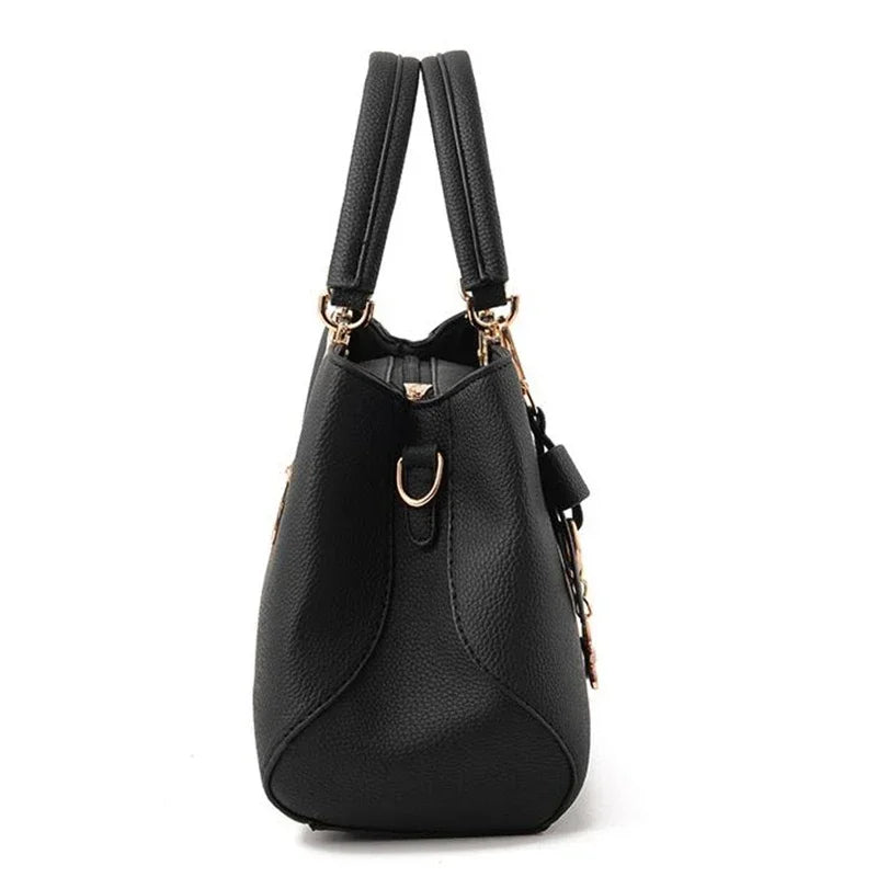 Elegant Women Messenger Bags With Flower Pendant Office Ladies Totes Pure Handbag For Female Crossbody Shoulder Bags