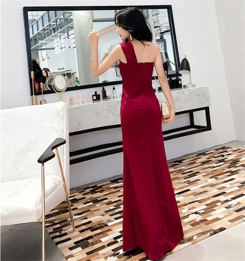 Spring Women Red Evening Party Dresses Short Sleeve V Neck Fit And Flare Long Maxi Summer Dress Lady Prom Gown Robe Longue Femme