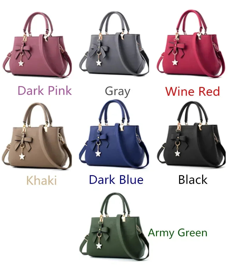 Elegant Women Messenger Bags With Flower Pendant Office Ladies Totes Pure Handbag For Female Crossbody Shoulder Bags