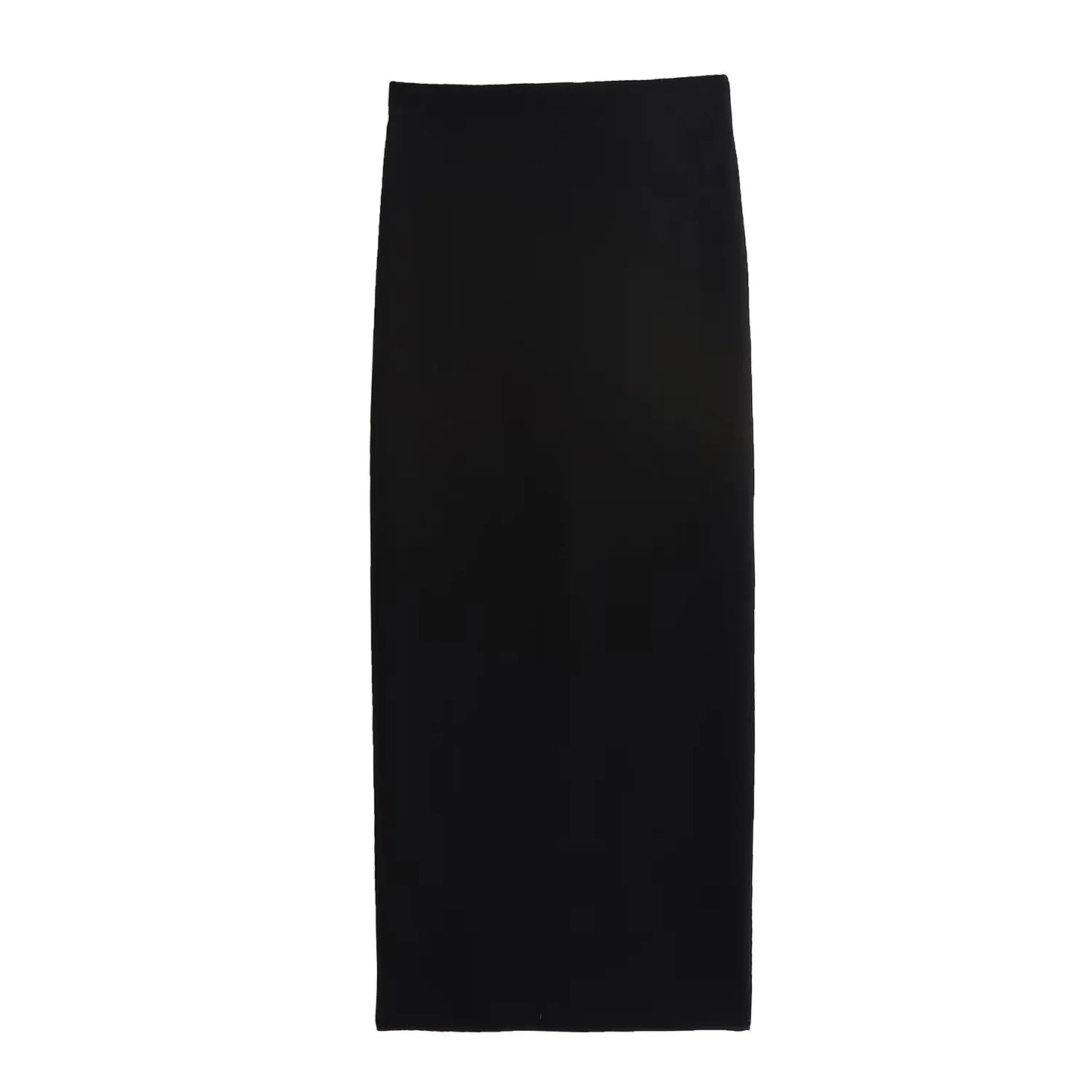 TRAFZA Women 2 Piece Set Solid O-Neck Sleeveless Single Breasted Knitted Vest Top+Elastic Waist Slit Hem Design Slim Midi Skirt