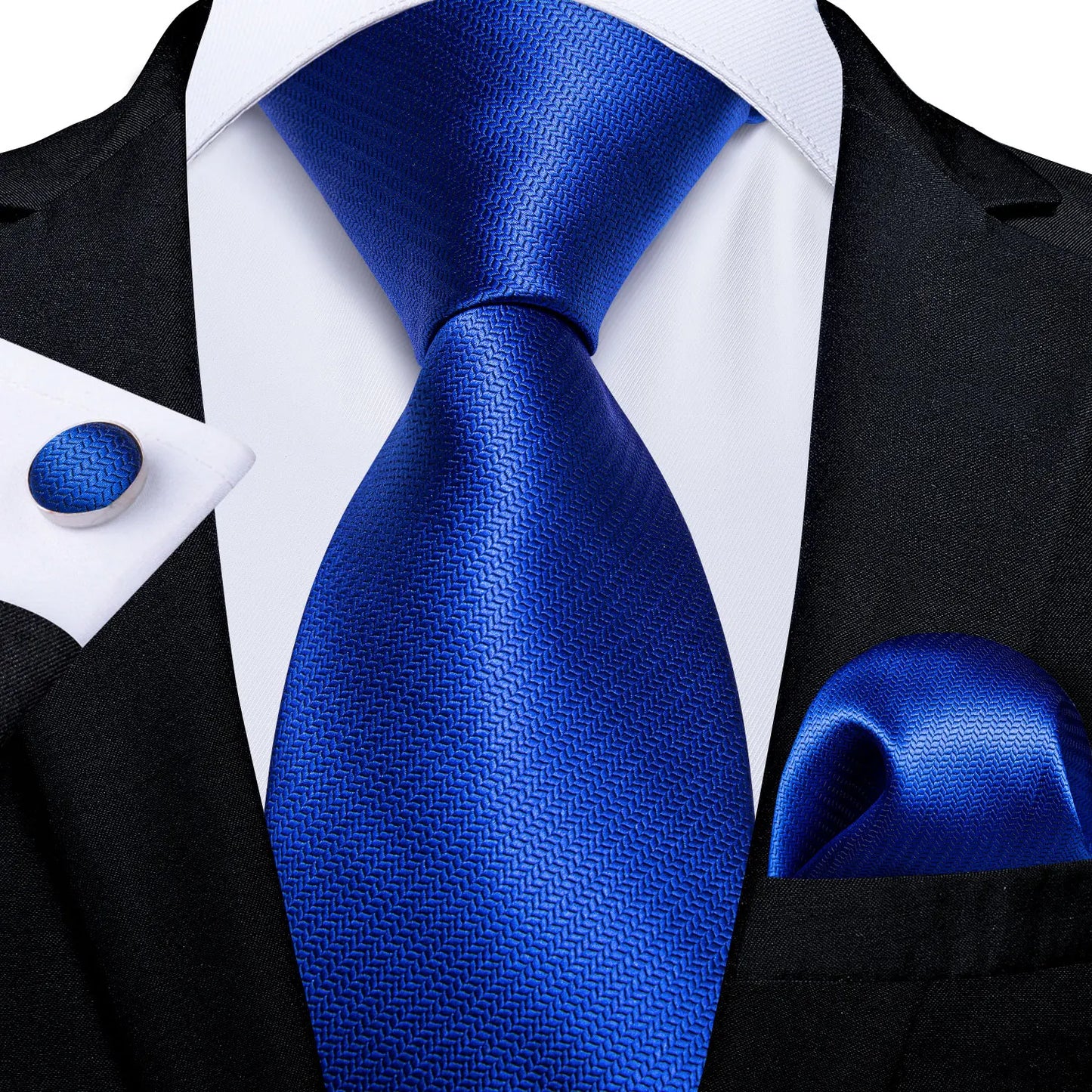 Men's Ties Solid Pink Blue Green Purple Wedding Party Accessories Groom Necktie Handkerchief Cufflinks Gift for Husband