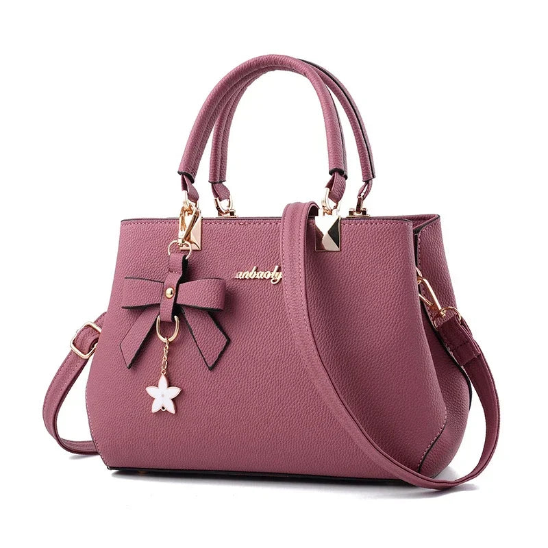 Elegant Women Messenger Bags With Flower Pendant Office Ladies Totes Pure Handbag For Female Crossbody Shoulder Bags