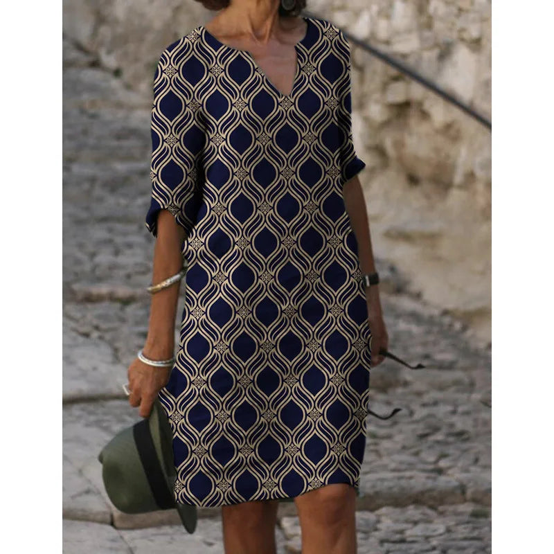 New Spring Women Loose Vintage Ruffles Dress Summer Large Big Printed Boho Casual Party Elegant Dresses