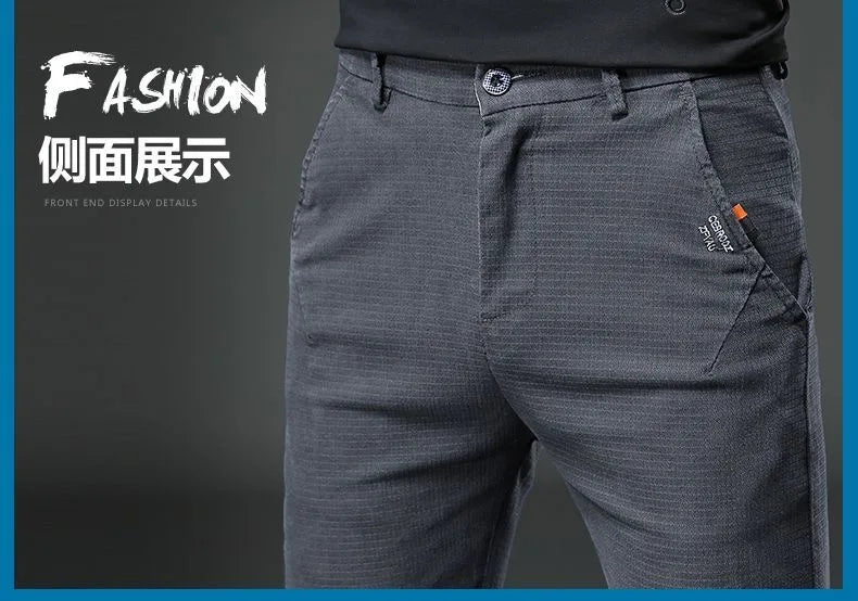 2023 Spring and Autumn New Classic Fashion Solid Color Elastic Jeans Men's Casual Slim Breathable High-Quality Small Feet Pants