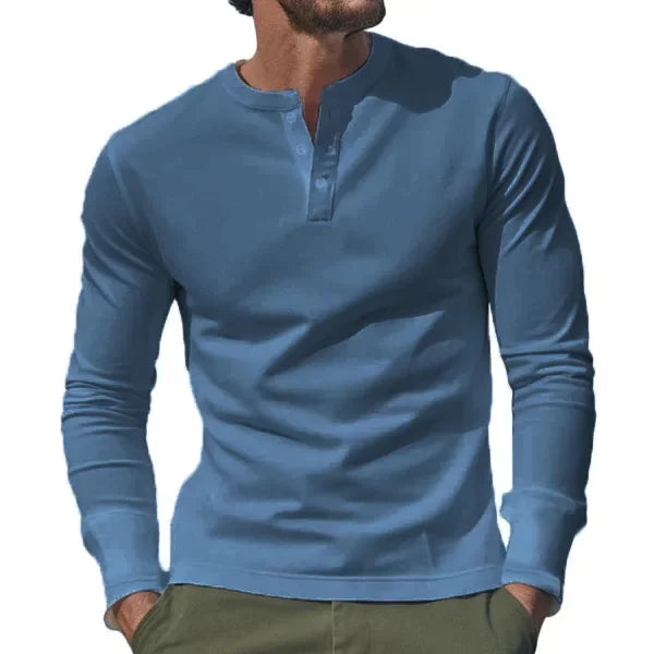 Cross-border Spring and Autumn Clothing European and American Men's T-Shirt Long-sleeved Men's Base Henry Shirt
