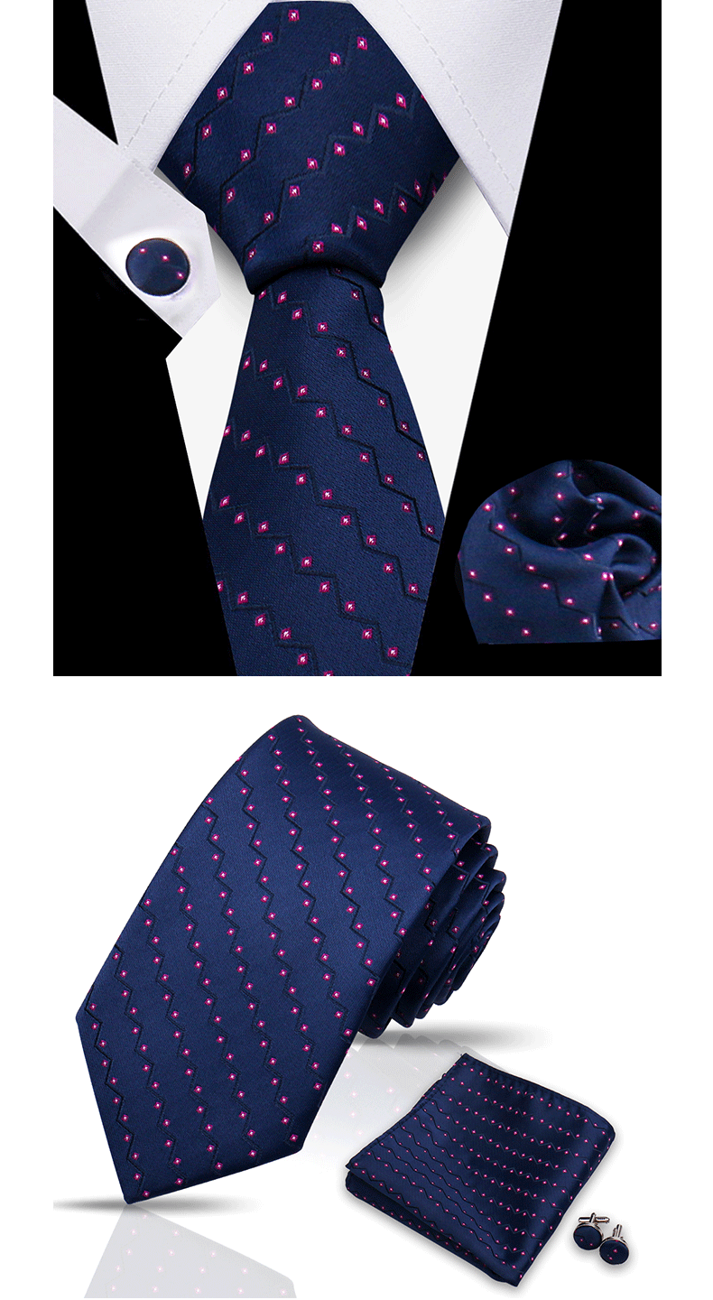 Tie For Men Classic Plaid Handkerchiefs Red Necktie Cufflinks For Men Blouse Business Wedding Accessories Women Collar Man Gift