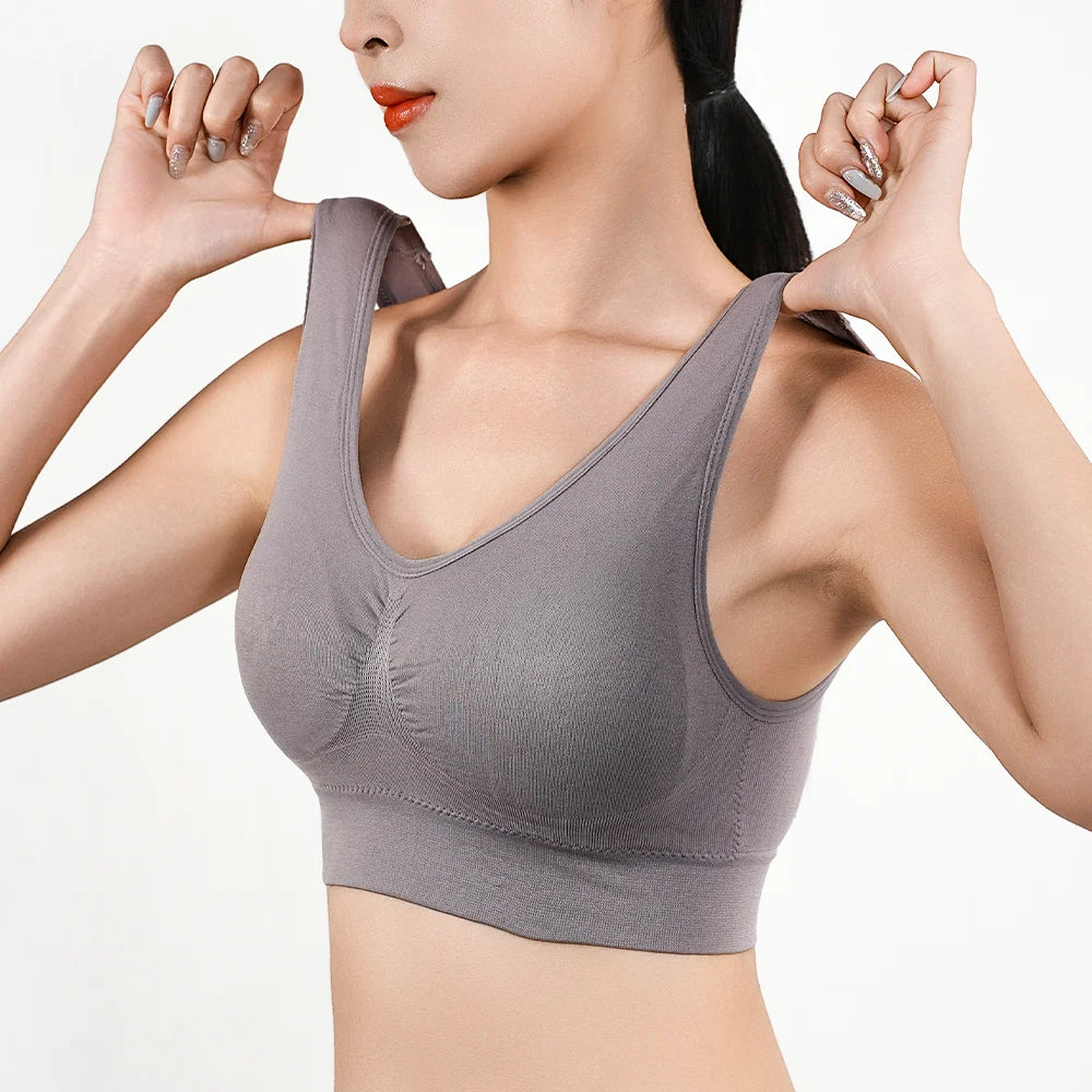 Women Large Seamless Bras Push Up Sports Top Female Breathable Brassiere Unwired Active Padded Bra Crop Top Gym Runing Yoga Vest