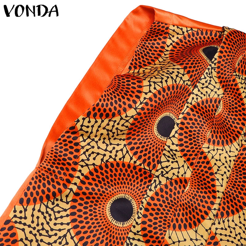 Plus Size 5XL VONDA Printed Women Maxi Long Dress 2025 Summer Sundress Bohemian Party Vestidos Casual Loose Robe Femme