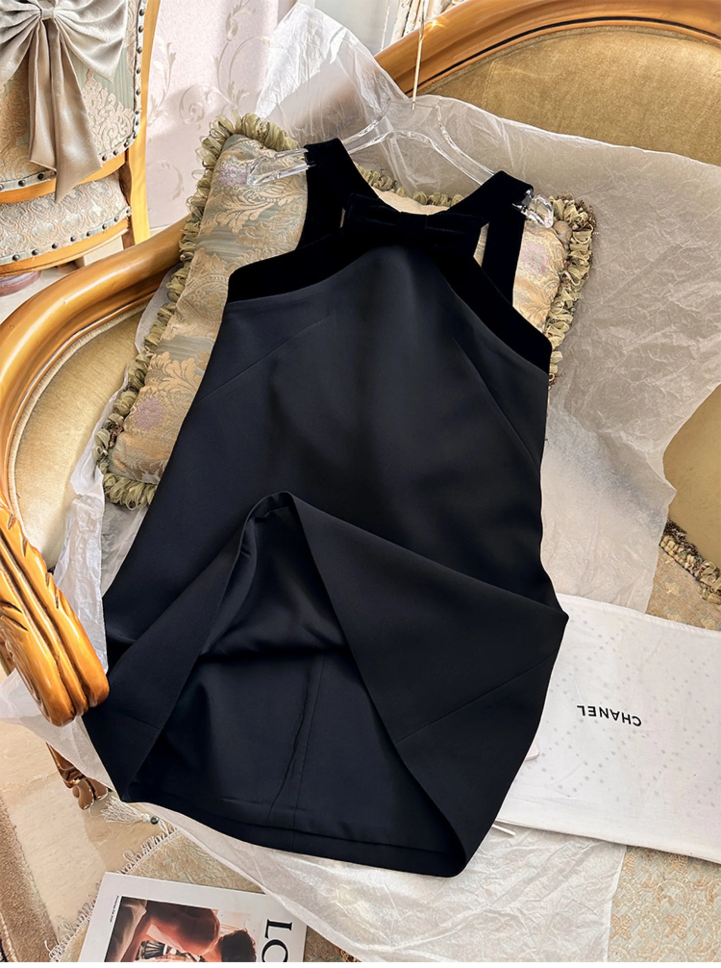 Spring Dresses 2024 New Fashion Velvet Sexy Backless Slip Dress for Women Loose Bow Girl's Elegant Party Short Ladies Dress