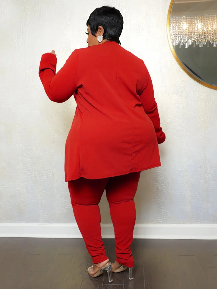 Wmstar Plus Size Two Piece Outfits Women Matching Suit Solid Top Leggings Pants Sets Casual Fall Winter