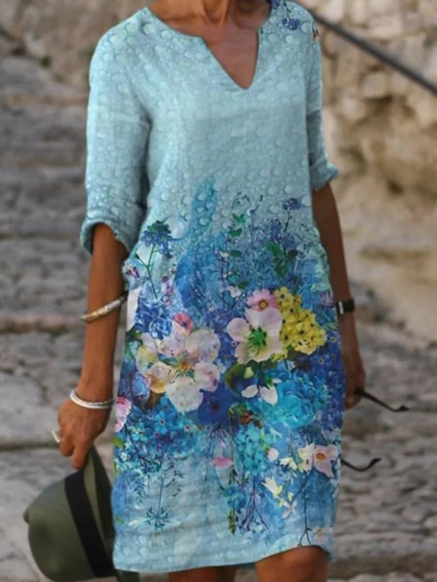 New Spring Women Loose Vintage Ruffles Dress Summer Large Big Printed Boho Casual Party Elegant Dresses