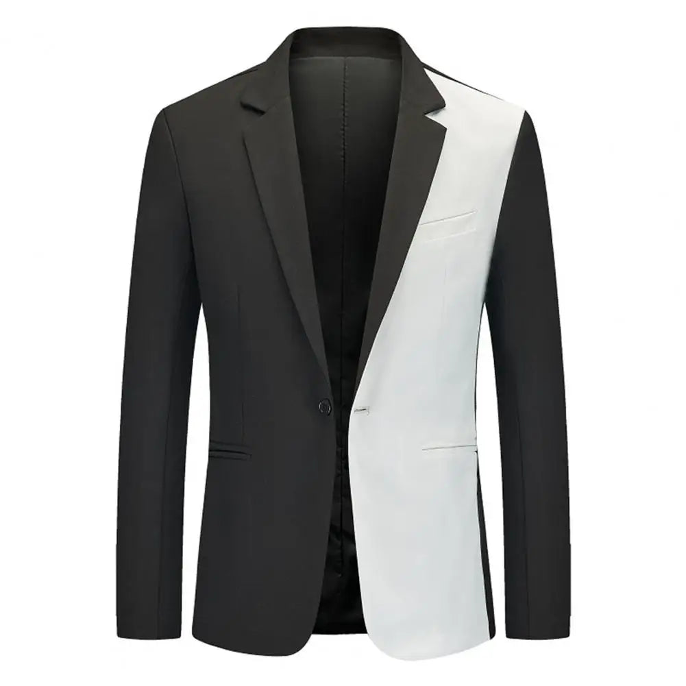 Men Coat Single Button Suit Jacket Formal Business Men's Suit Coat with Notch Lapel Single Button Closure Slim Fit Men Blazers