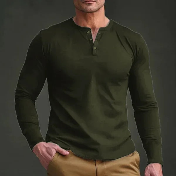 Cross-border Spring and Autumn Clothing European and American Men's T-Shirt Long-sleeved Men's Base Henry Shirt