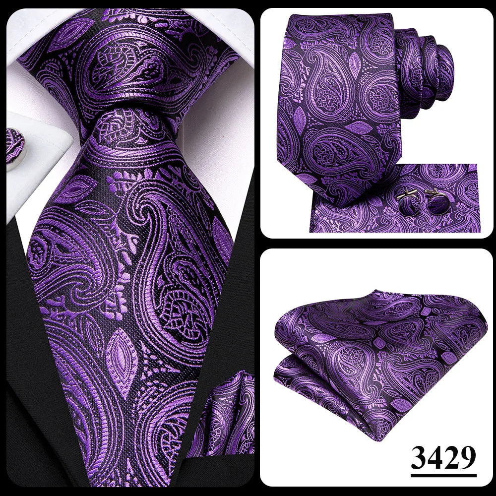 Hi-Tie Light Purple Solid Silk Wedding Tie For Men Quality Hanky Cufflink Gift Necktie Set Fashion Novelty Designer Dropshipping
