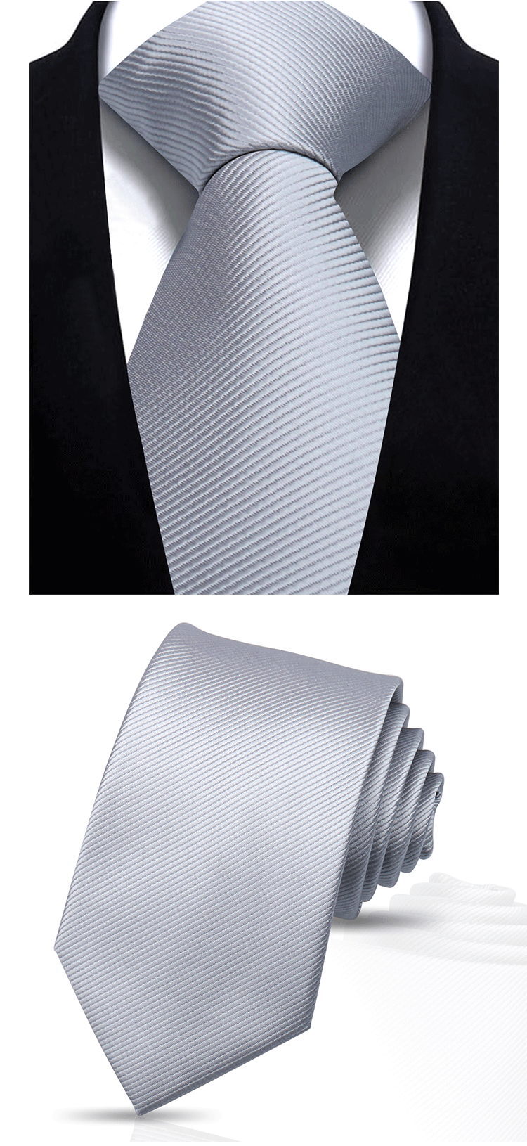 Solid Tie 7.5cm Necktie For Men Fashion Wedding Ties Slim Blue Gray Classic Neckties Men Business Jacquard Woven Classic Gravats