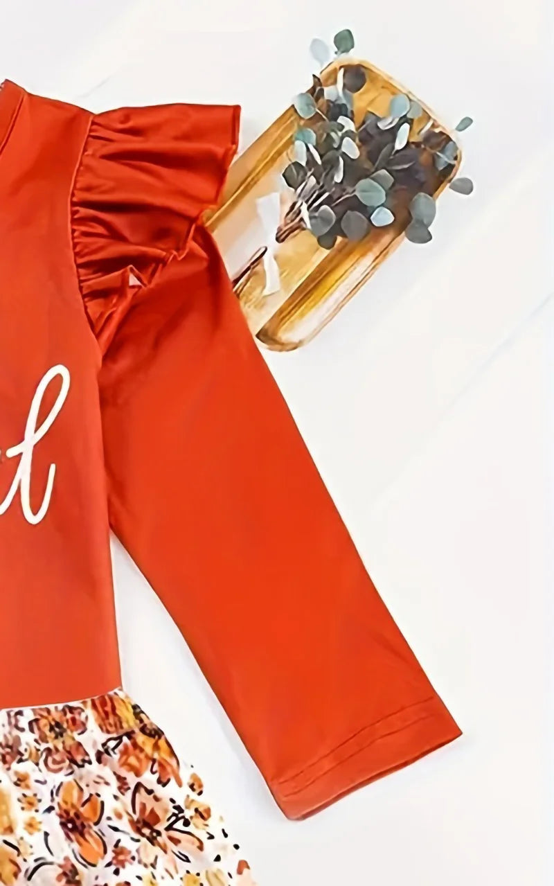 Spring Fashion Girl Dresses, Orange Tops With A Magical Combination Of Floral Hemlines, Make This Spring Come Alive