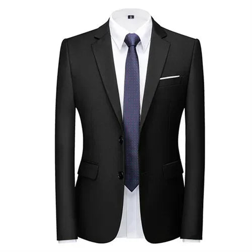 New Men Pure Colour Business Social Office Suit Slim Fit Jacket Fashion Simple Groom Wedding Tuxedo Dress Blazers Coats