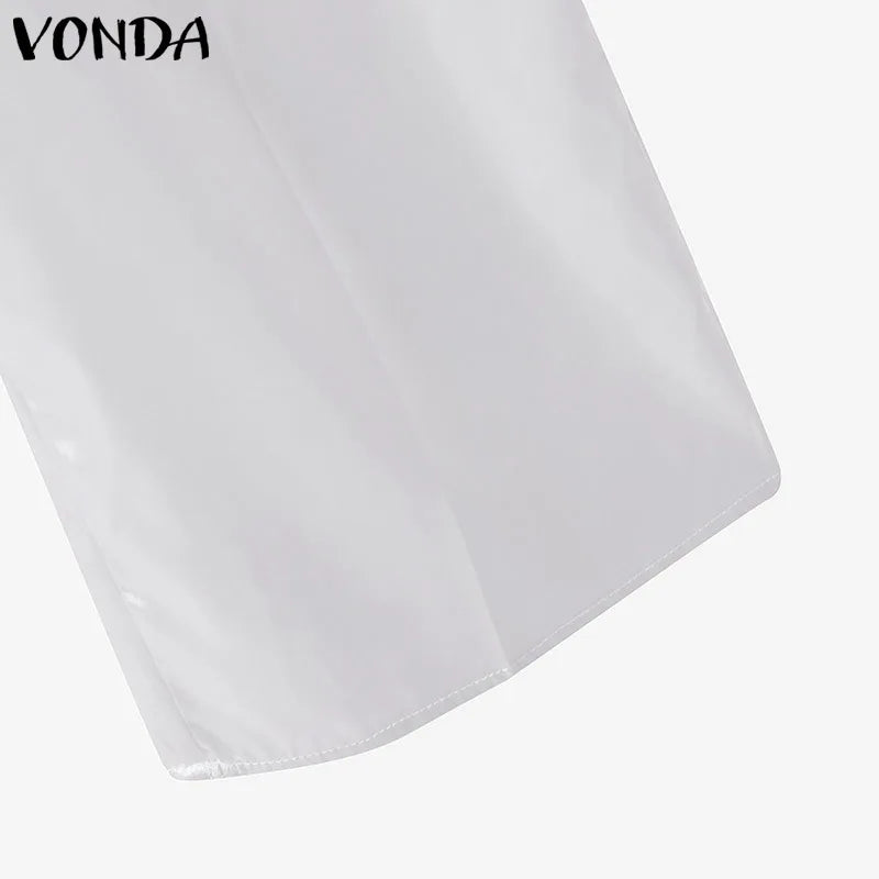 Plus Size VONDA 2024 Women Ruffled Sets Fashion Solid Color Suits Long Sleeve Irregular Top Patchwork Fitting Outfits 2pcs