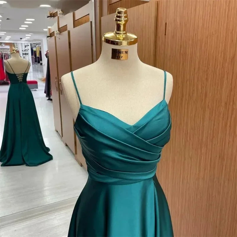 Spring and Summer New Evening Dress Women's Strap Sexy Party Birthday Banquet Evening Dress Temperament Long Satin Dress 2025