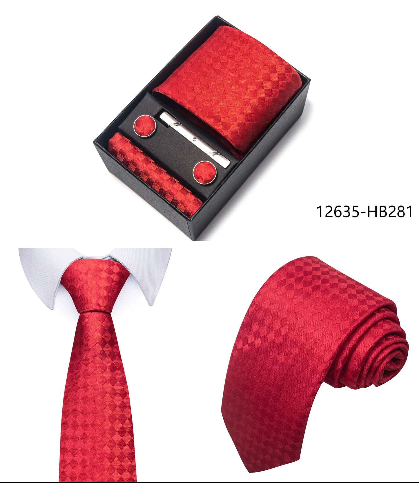 Luxury Brand 8 cm Tie Handkerchief Cufflink Clip Set For Men Wedding Gravata Suit Accessories Holiday Gift Box