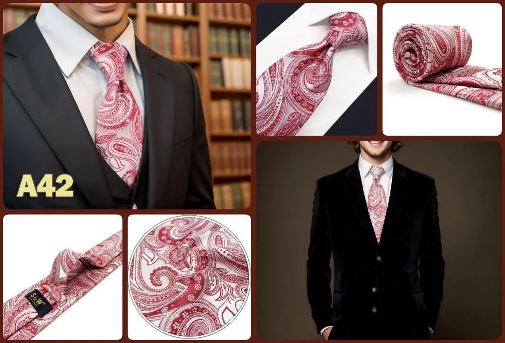 Red Pink Luxury Ties for Men Business Neckties Solid Blue Wedding Suit Formal Dress School Accessories Dropshipping