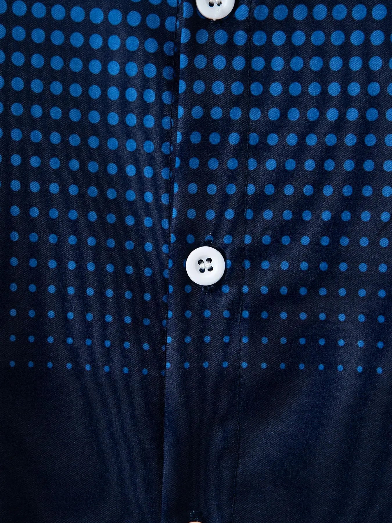 Spring autumn men's fashion evening dress four round polka dot printed long-sleeved shirt stand collar gradient top