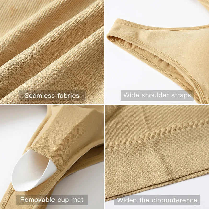 Women Sexy Bra Plus Size Seamless Breathable Brassiere Wire Free Bralette Underwear Comfortable Active Padded Brassiere Crop Top
