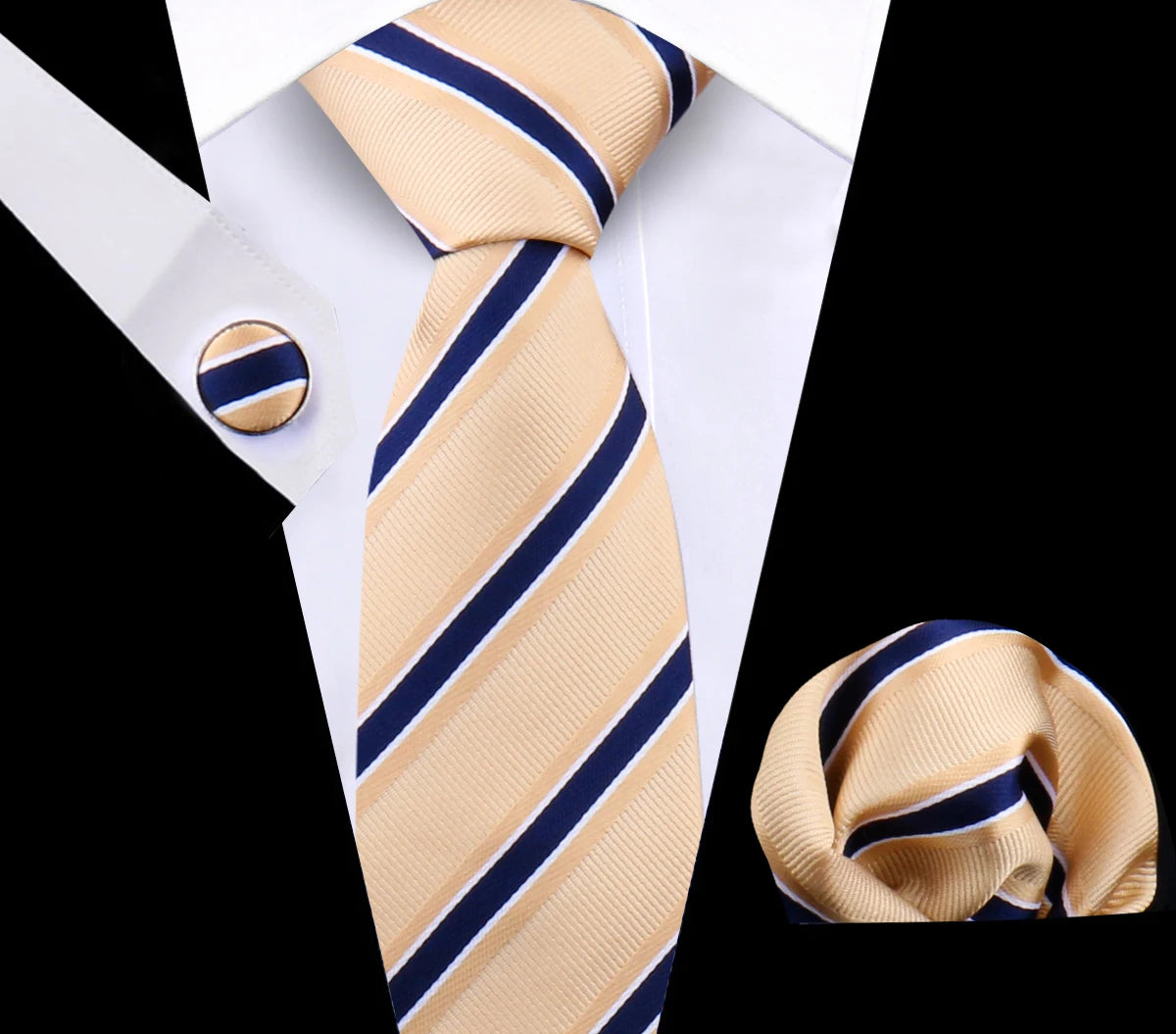 Luxury Plaid Tie For Mens Necktie Handkerchief Pocket Square Cufflinks Set Jacquard Woven Ties Wedding Business Accessories