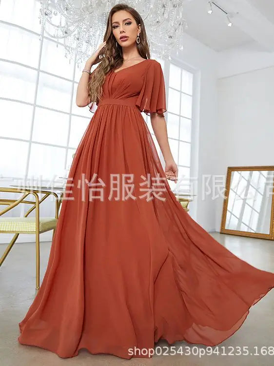 Womens Dresses New Mid Sleeved Casual Elegant Summer V-neck Sweetheart Evening Dress for Women