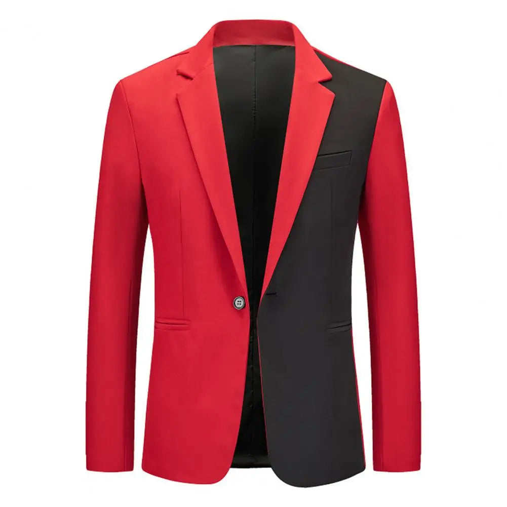 Men Coat Single Button Suit Jacket Formal Business Men's Suit Coat with Notch Lapel Single Button Closure Slim Fit Men Blazers