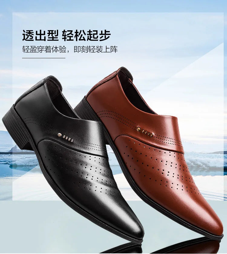 Zapatos Spring Men Leather Shoe Carved Business Formal Dress British Style Large Size Men Shoe Hollowed Out Perforated Men Shoes
