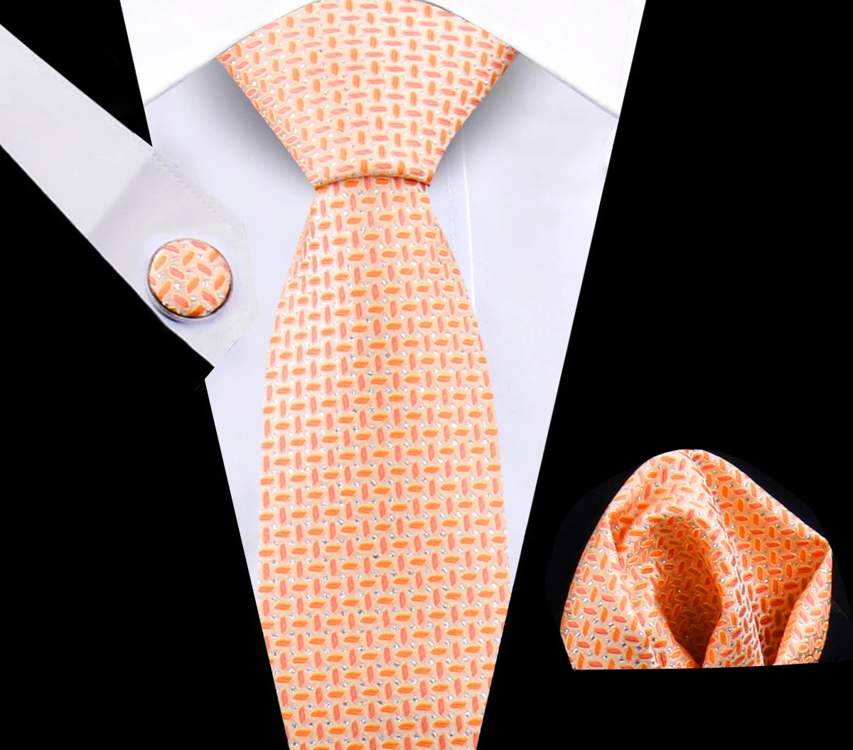Luxury Plaid Tie For Mens Necktie Handkerchief Pocket Square Cufflinks Set Jacquard Woven Ties Wedding Business Accessories