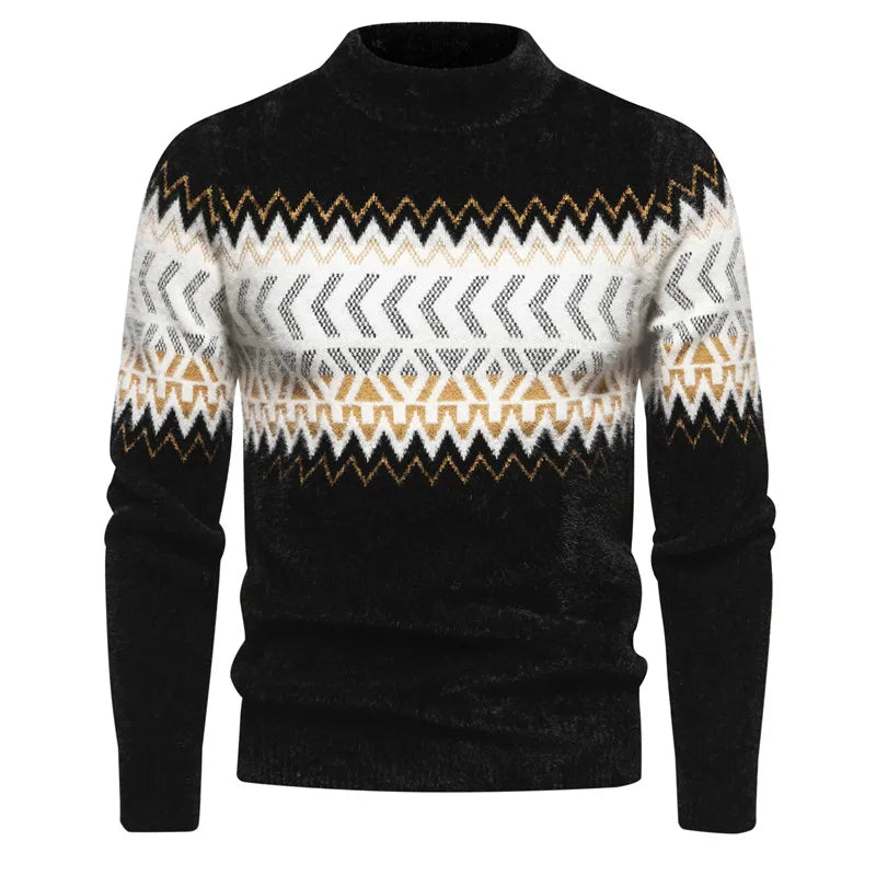 Trend Men's New Imitation Mink Sweater Soft and Comfortable Fashion Warm Knit Sweater Pullover