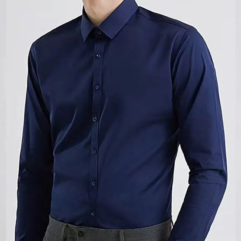 Men's dress shirt long sleeve thin spring and autumn work clothes business casual free ironing breathable slim fashion