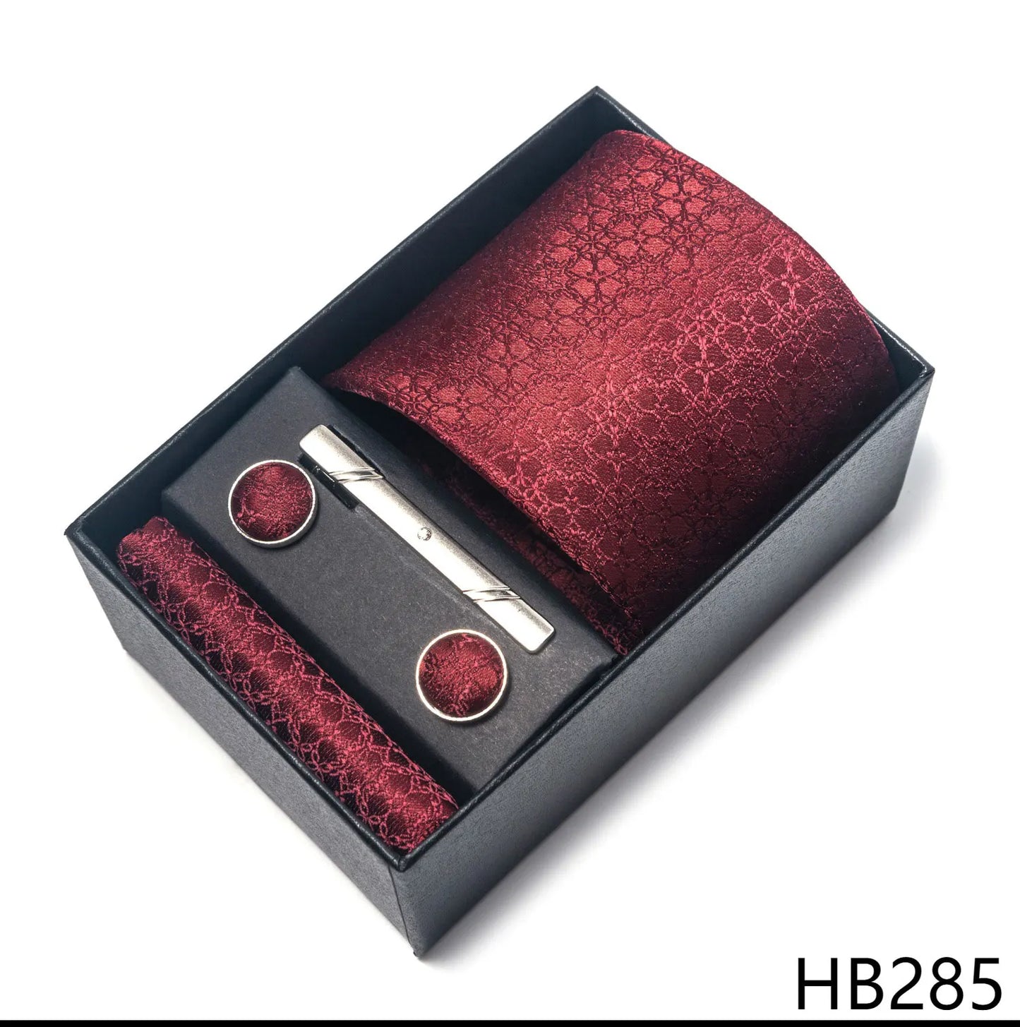 Luxury Brand 8 cm Tie Handkerchief Cufflink Clip Set For Men Wedding Gravata Suit Accessories Holiday Gift Box