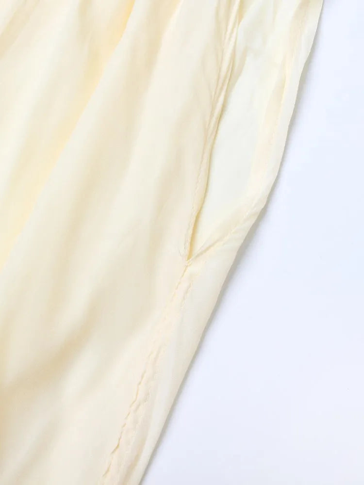 TWOTWINSTYLE Elegant Solid Dresses For Women V Neck Cloak Sleeves High Waist Spliced Lace Up Ruffles Pleated Dress Female Summer