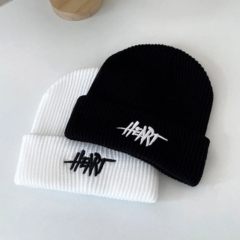 Rimiut Funny Letter Knitted Men Women Beanies Black & White Autumn Winter Hip hop hats Thick Warm Beanie Caps for adult